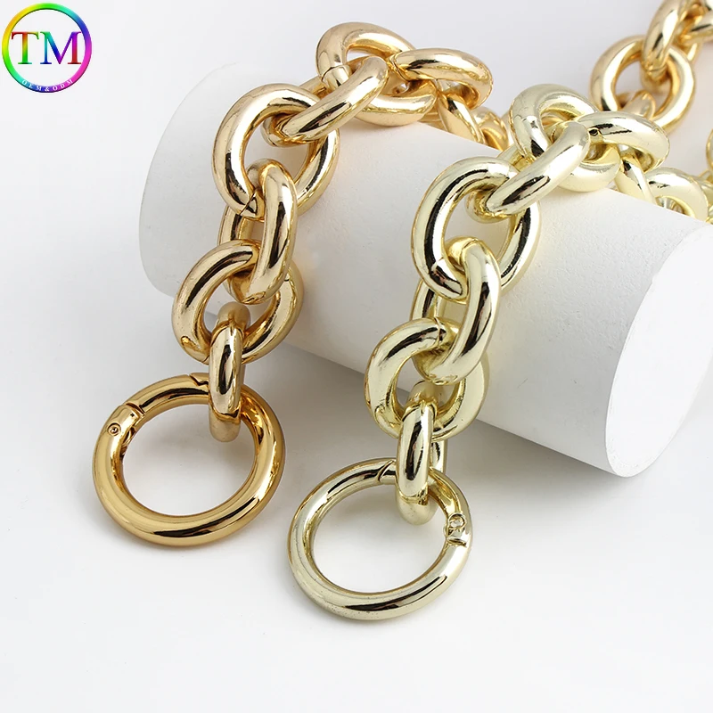 30-120CM 24mm Wide Aluminum Chain With Round Spring Rings For Necklace Belt Hand-Woven Bags Shoulder Crossbody Strap Accessories