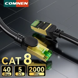 COMNEN Cat8 Ethernet Cable F/FTP 40Gbps 2000MHz Cat 8 RJ45 Network LAN Patch Cord for Router Modem Internet
