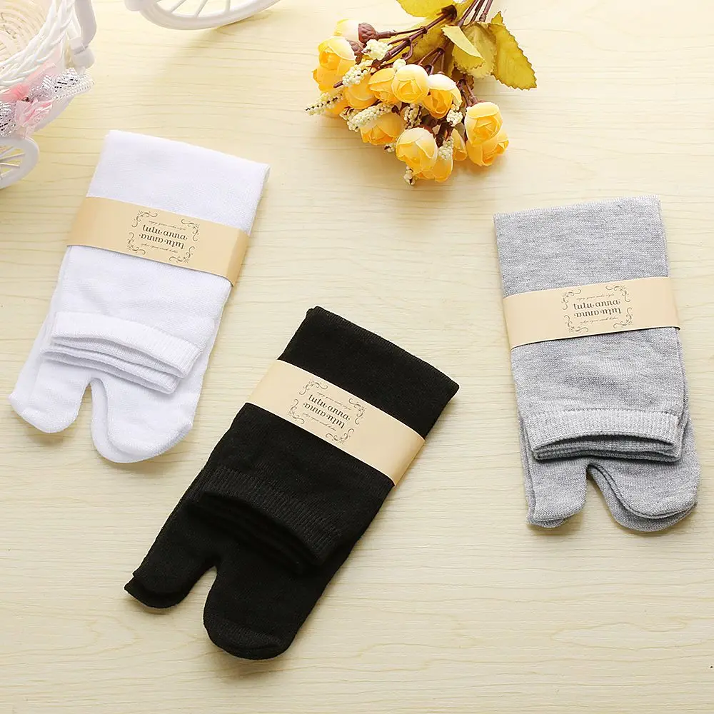 1Pair Japanese Two Toe Socks Men And Women Kimono Flip Flop Sandal Split Ninjia White  Black GreyTabi Toe Socks