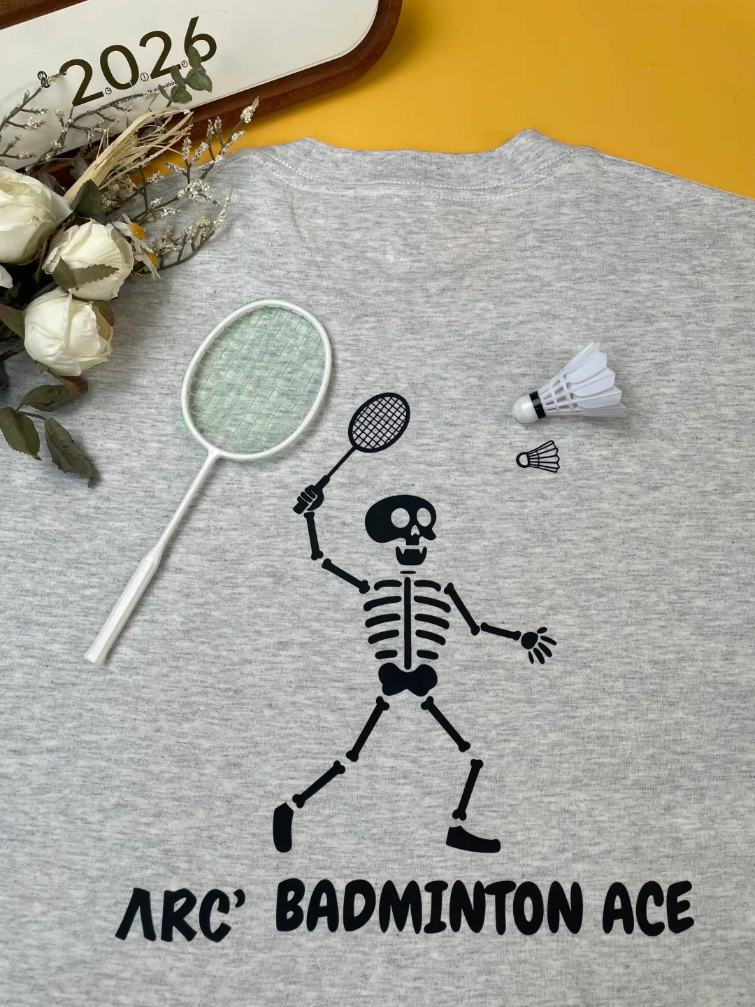 Loose Fit Pure Cotton Short Sleeve Badminton T-Shirt Unisex Breathable Comfortable Summer Fun Printed Top for Men And Women