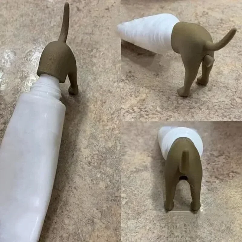 أنبوب الكلب بعقب معجون الأسنان توبر أنبوب معجون الأسنان غطاء القيء توبر موزع قبعة الحيوان أدوات مضحكة هدية للأصدقاء
