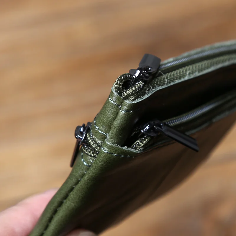 NZPJ Vintage Echtes Leder Herren Null Brieftasche Natürliches Rindsleder Reißverschluss Schlüsseltasche Damen Bankkartentasche Mini Münztasche Kartenhalter – Detail 6
