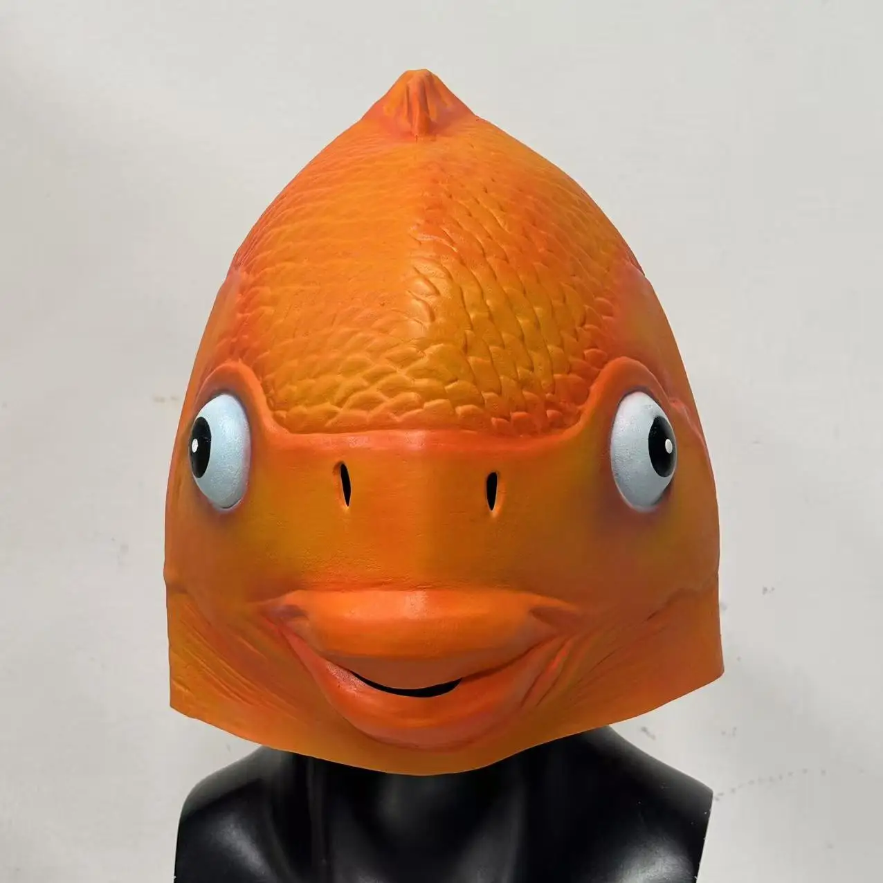 Realistische Fischmaske aus Latex, Tierkopfmaske, Halloween-Kostüm, Kopfbedeckung für Maskenball-Party, Goldfisch-Kopfbedeckung für Erwachsene – Detail 2