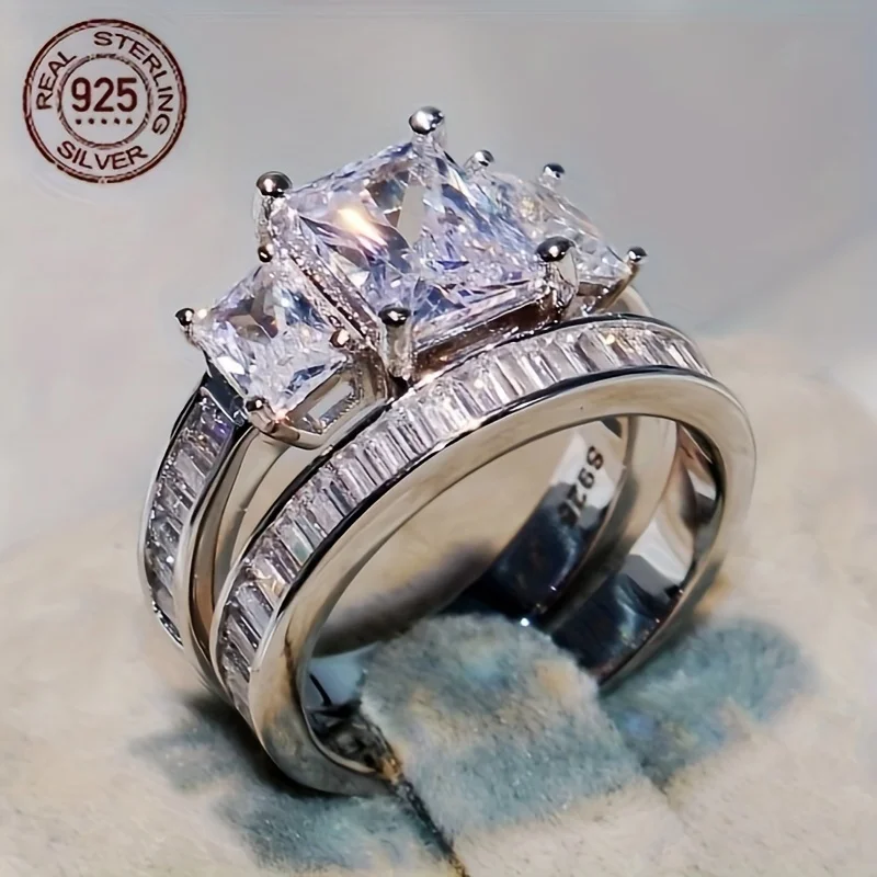 

Роскошные простые модные комплекты колец из стерлингового серебра 925 пробы для женщин, ювелирные изделия на день рождения, подарок, комфортное кольцо