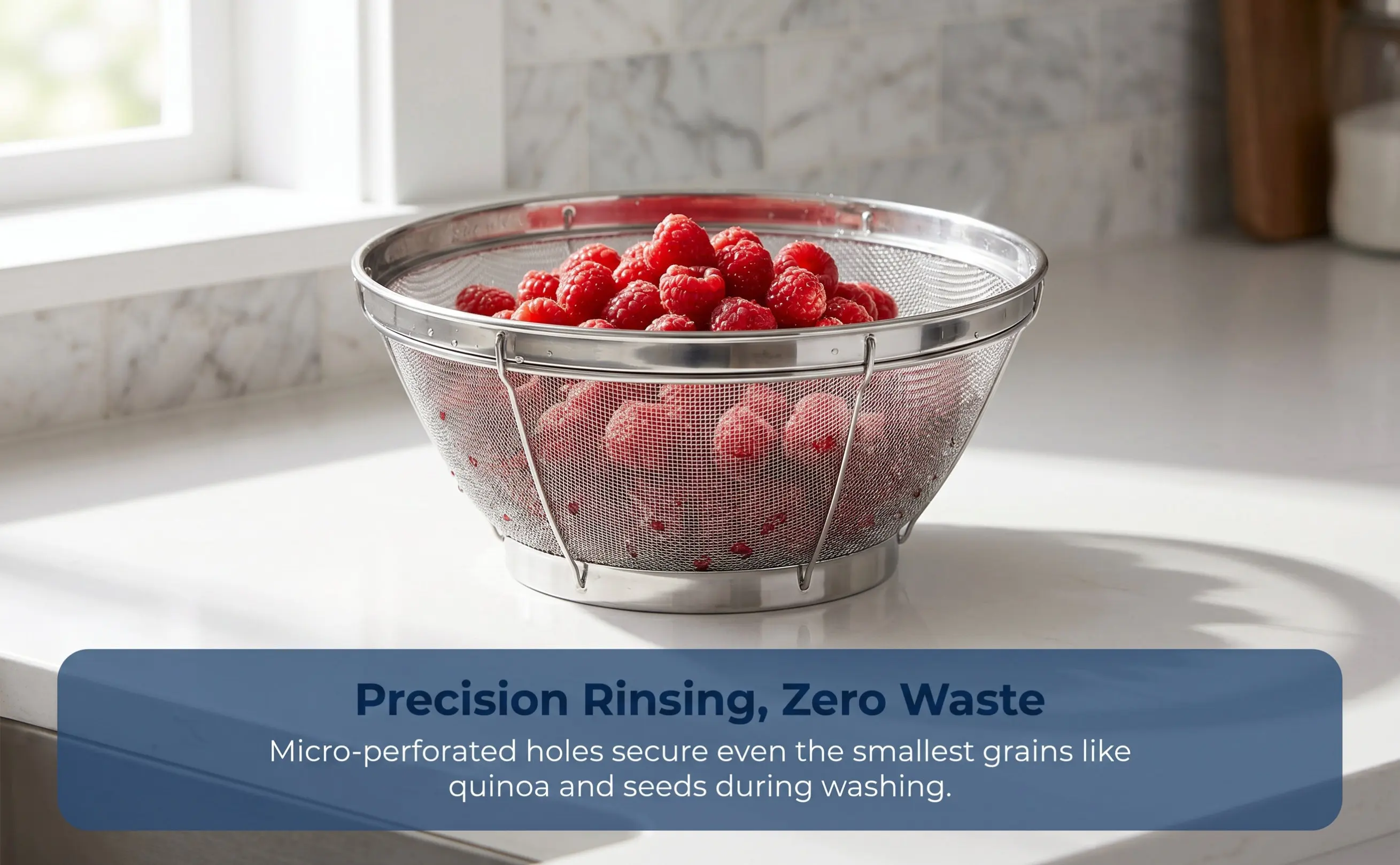Stainless Steel Mesh Fine Strainer Rice Washing Bowl Small Vegetable Washing Basket Multi-Functional Fruit Draining Colander