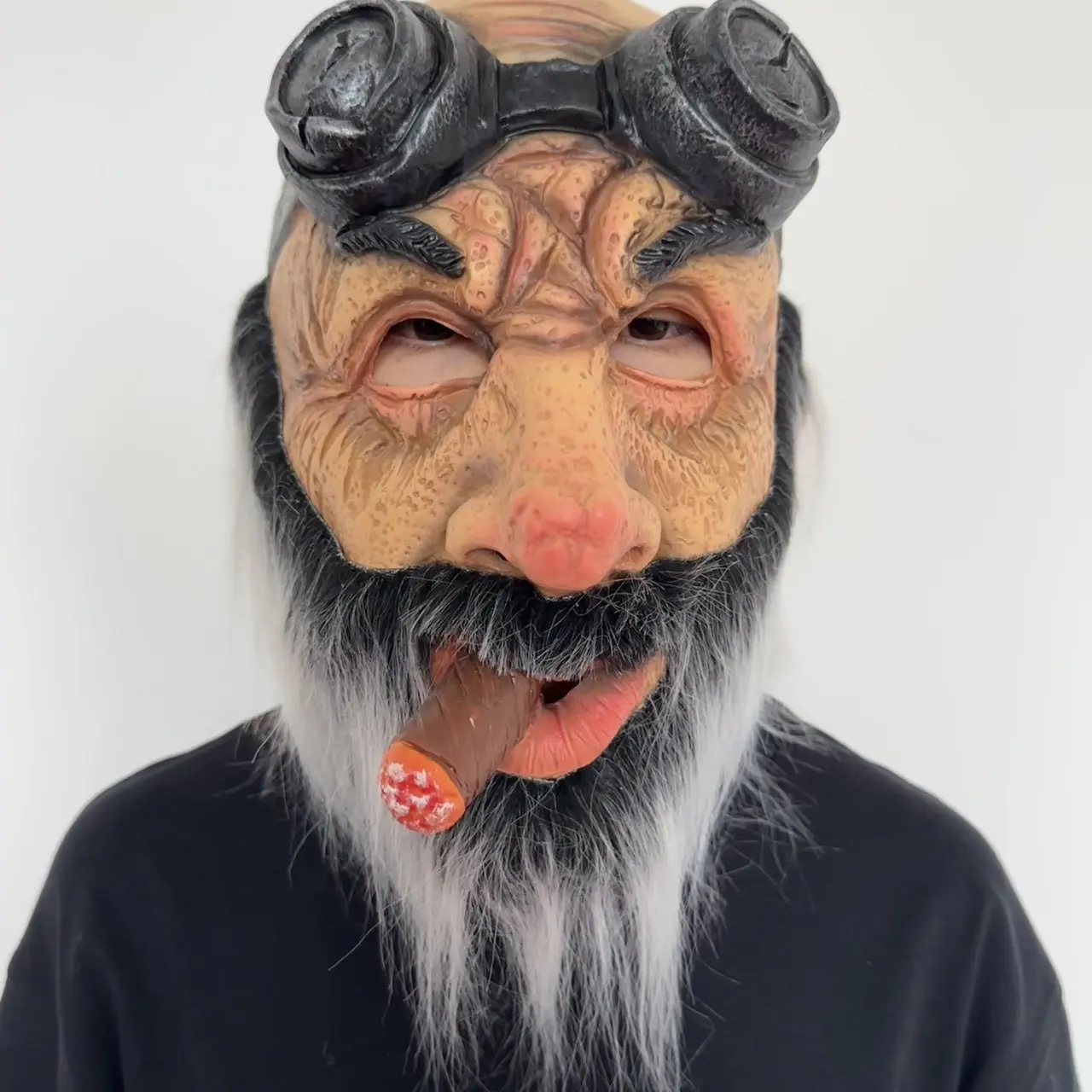 Halloween New Grandpa Wig, Elderly Mask Headset, Smoking, Bald Head, Horror Party Mask