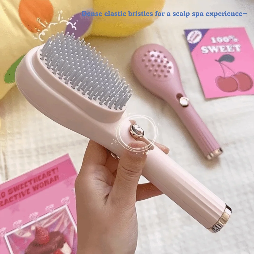 Portable ABS Hair Comb Retractable Self-Cleaning Scalp Massaging Brush Anti-Static Hair Brush