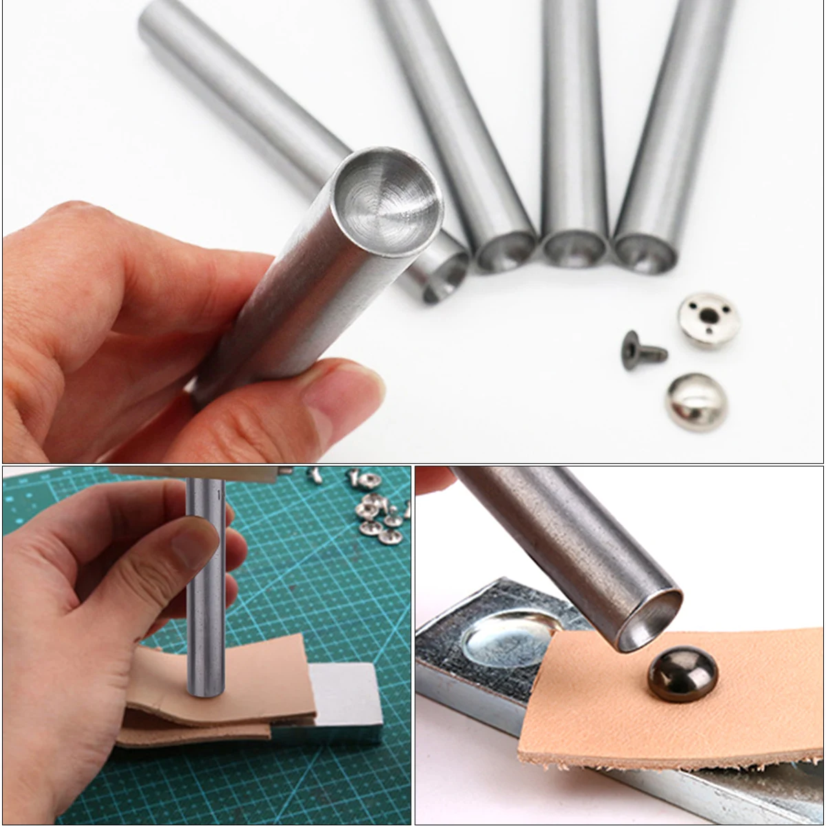 

9pcs Rivet Punch Set Durable Stainless Steel Craft Tool Belt Holes Maker Puncher Hollow Punch Set For Hobbies Modeling