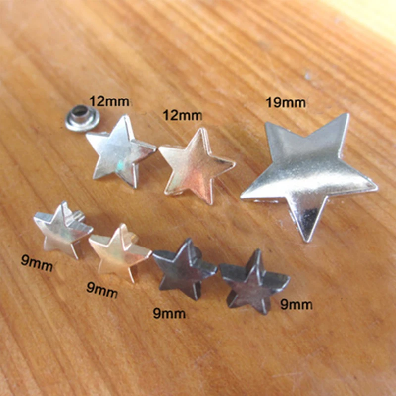 10Pcs/Lot 9/12/19mm DIY Screw Studs Stars Rivets Metal Garment Sewing Drill Nail Button For Handmake Clothing Craft Decoration