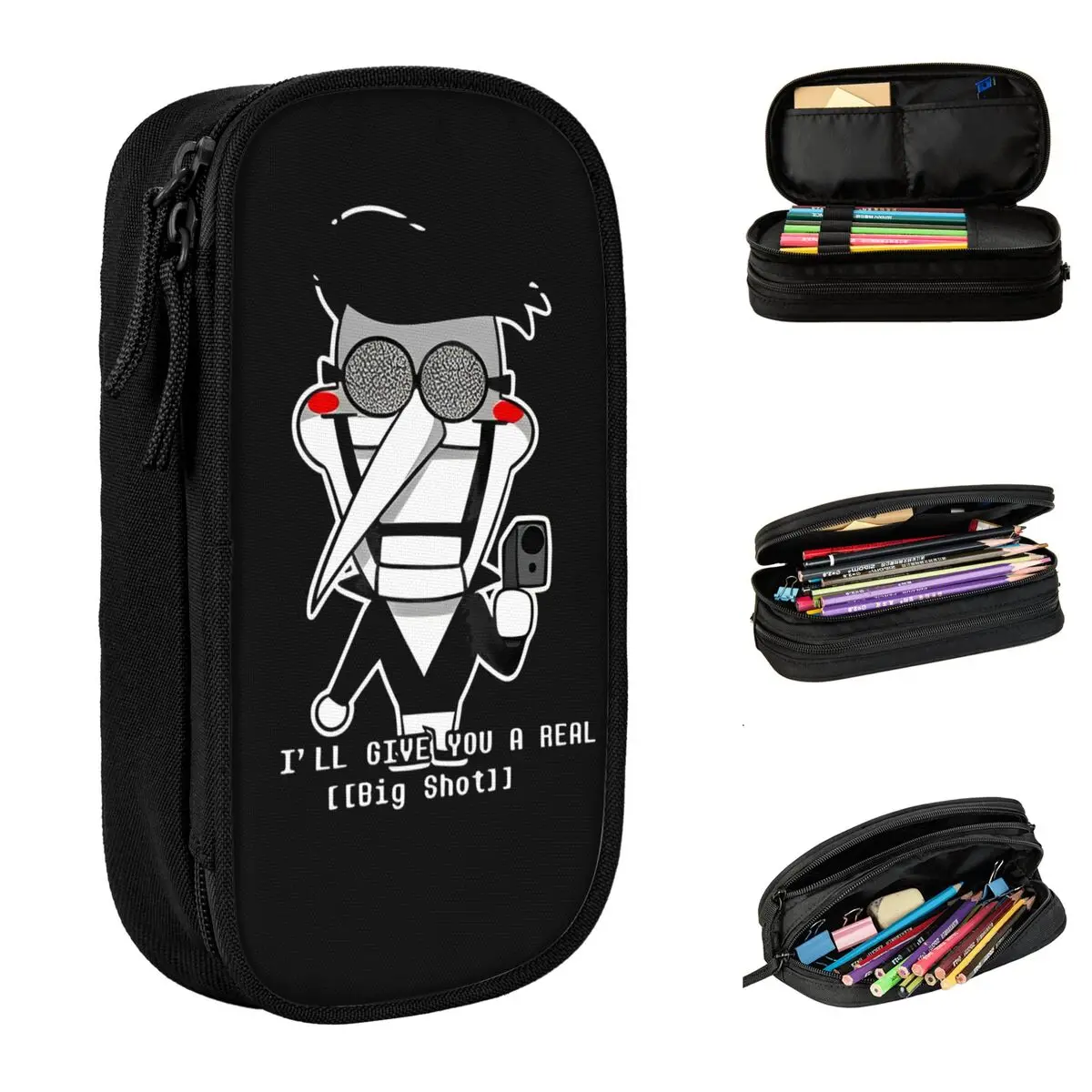 مقلمة Deltarune Spamton حقيبة حامل أقلام ممتعة للفتيات والأولاد تخزين كبير للوازم المدرسية مقلمة هدية