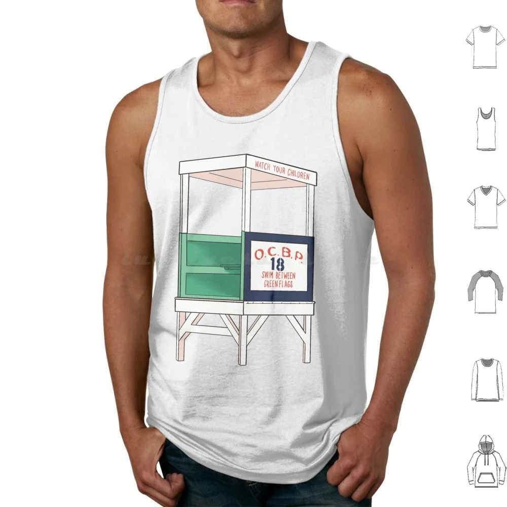 Ocnj Lifeguard Shack Tank Tops Vest Sleeveless Beach Summer Trendy Surfer Beach Bum Happiness Ocean Aesthetic Water Summer