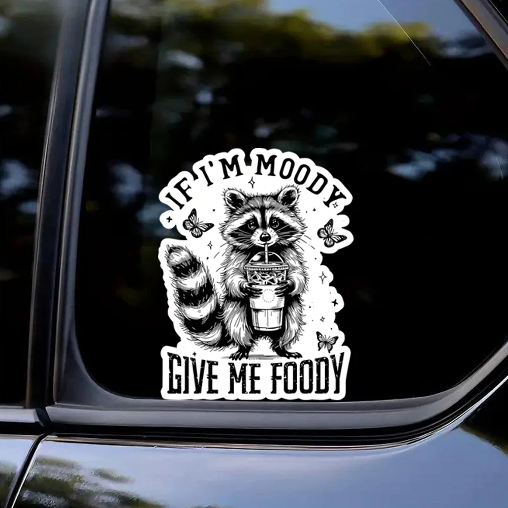 2-Pack 11x14cm, Cartoon Raccoon with Sarcasm Quote Waterproof Vinyl Car Decals for Windows, Exterior Decorative Accessories