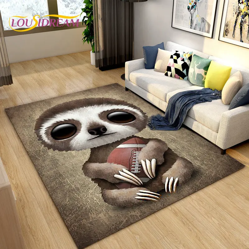 Cute Sloth Series Cartoon Area Rug Large,Carpet Rug for Living Room Bedroom Sofa Doormat Decoration,kid Play Non-slip Floor Mat