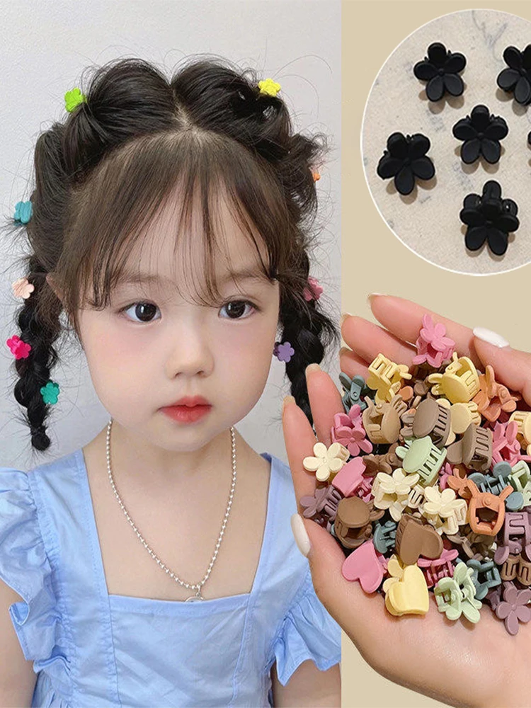 Mini pinces à cheveux tête de lapin en plastique mat, 50 pièces, pinces à cheveux, crabe bébé filles, petite épingle à cheveux douce, Barrettes à fleurs, accessoires pour cheveux