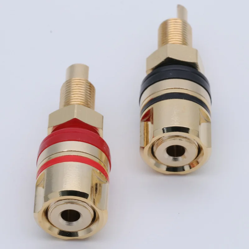 2PCS gold-plated binding post banana socket connector 4mm banana plug amplifier speaker terminals Non-magnetic banana connector