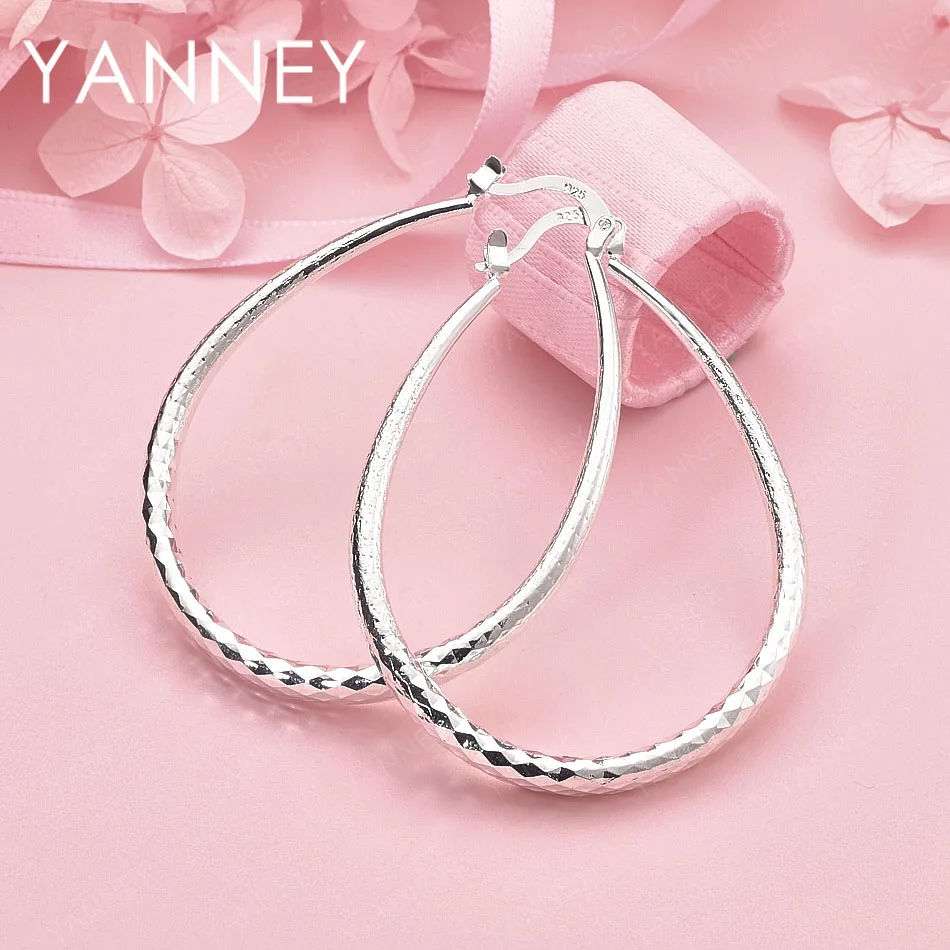 

Elegant 925 Sterling Silver 40mm Sparkling U-Shaped Earrings for Women, Charming Wedding Gift, Fashion Jewelry