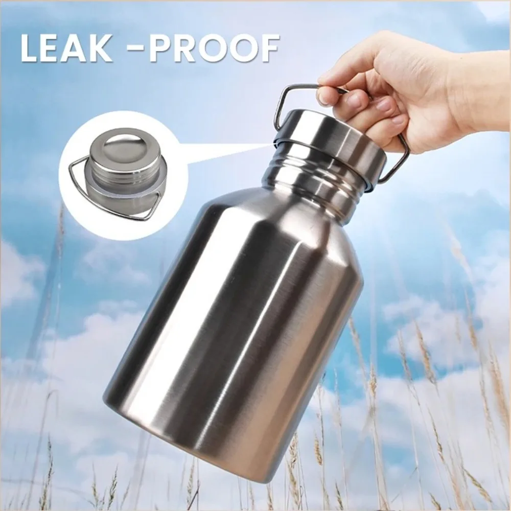 

D5 2000ML Large Capacity Sports Water Bottle Non-insulated Thermos Stainless Steel Travel Mug Cup Outdoor Portable Water Kettle