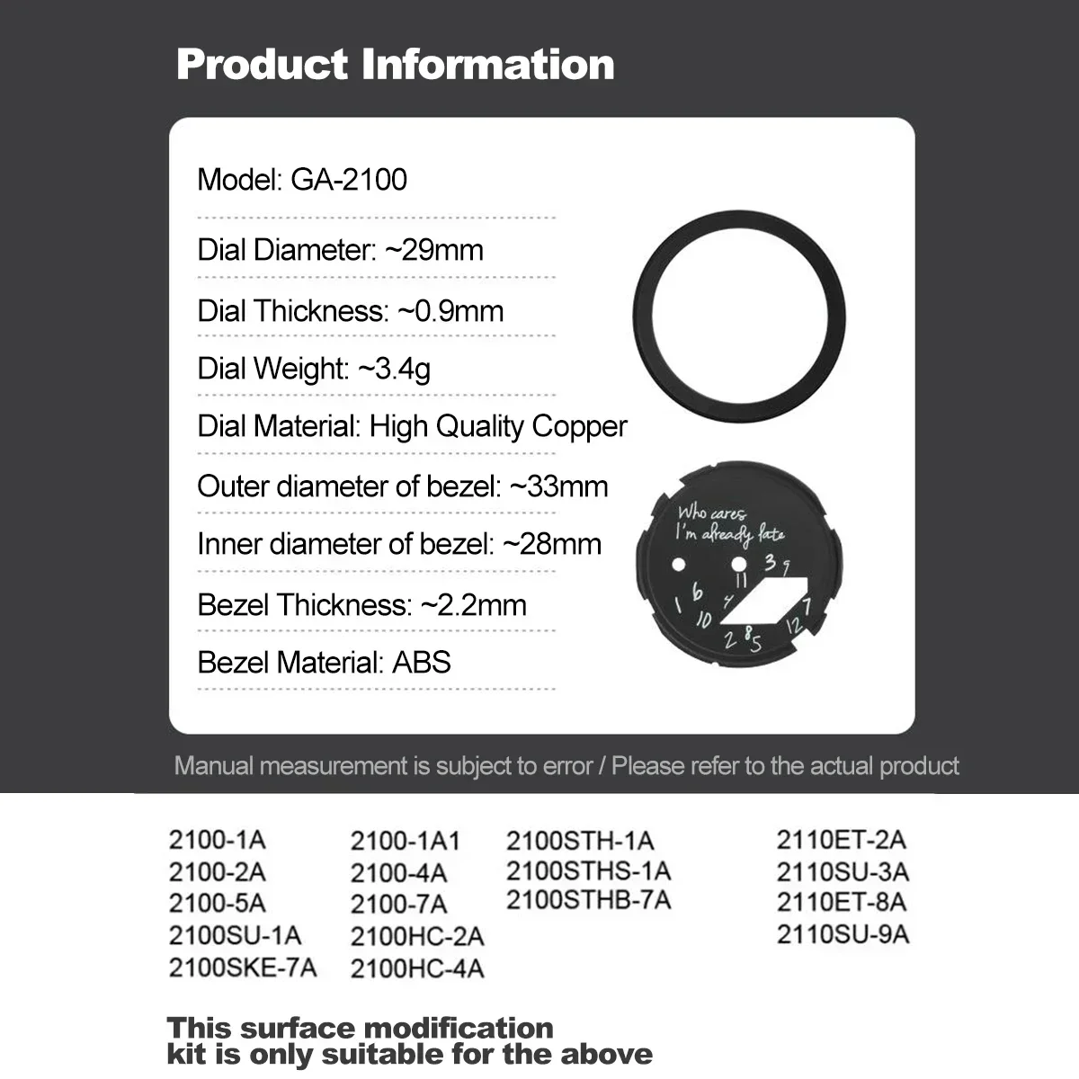 Watch Dial for GA2100 GA2110 Scale Ring Copper Dial For GA-2100 ga2110 DIY Modification kit Watch Parts ABS Hour Marker 2IN1