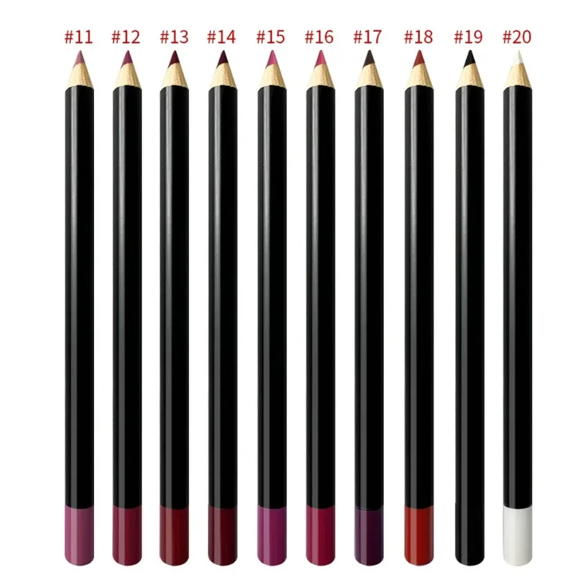 Custom 20 Kleuren Waterdichte Lipliner Langdurige Hoge Gepigmenteerde Gemakkelijk Te Dragen Non-Stick Cup Lipliner Bulk Private Label Make-Up