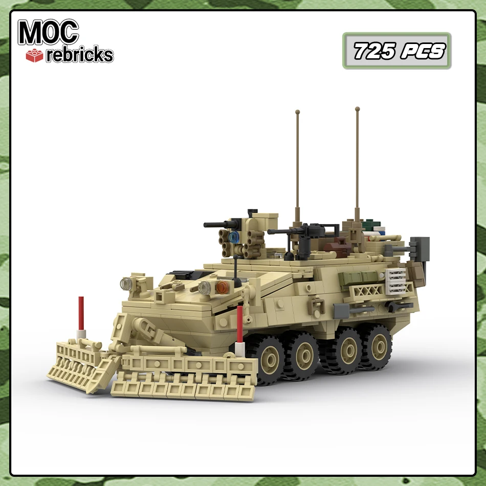 Military Equipment Stryker M1132 Field Engineer Vehicle Model Building Blocks Infantry Fighting Car Assembly Bricks Toy Set