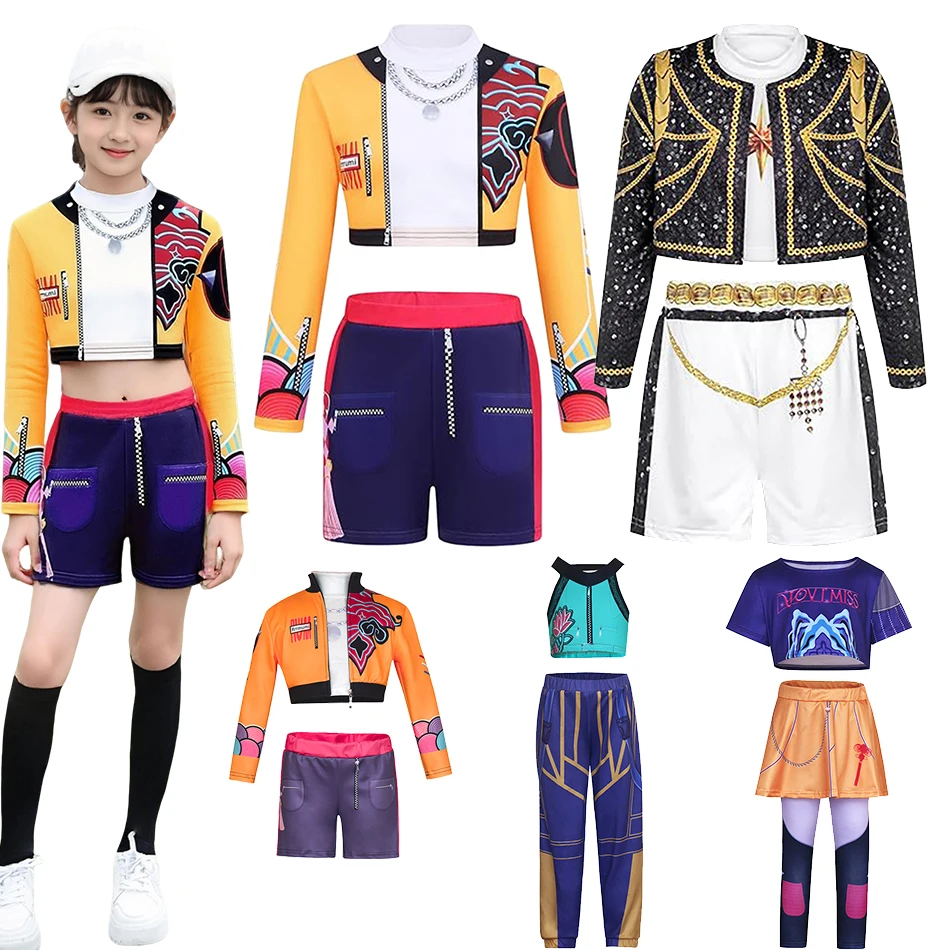Filles démon chasseur mode Cosplay Costume enfants coréen k-pop étoile chanteur scène porter enfants Halloween tenue de noël vêtements