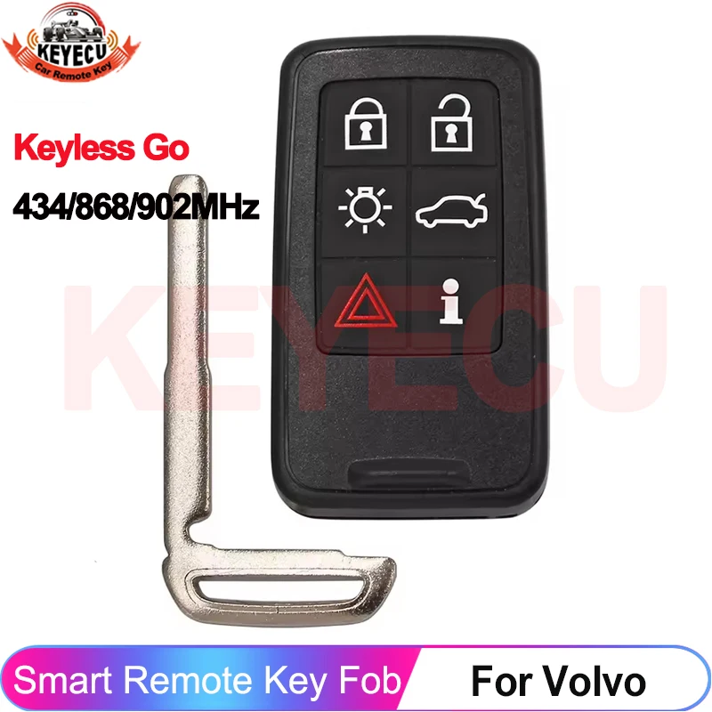 

KEYECU KR55WK49266 KR55WK49225 Keyless Smart For Volvo S60 S80 V40 V60 V70 XC60 XC70 2007-2016 Remote Key Fob 434/868/902MHz