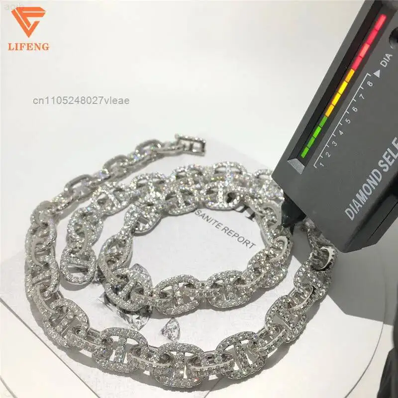 Factory Wholesale Cuban Chain Drop Shipping Vvs Moissanite Diamond 925 Sterling Silver 15mm Cuban Link Chain Hip Hop Necklace