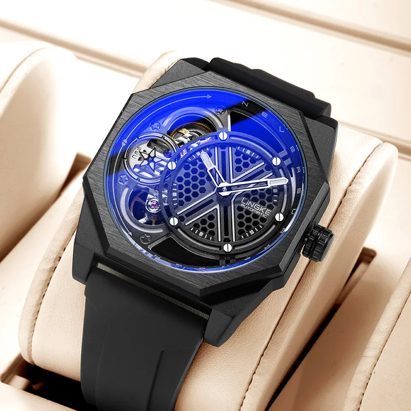 Mens Automatic Mechanical Watch for Man European American Business Leisure Wristwatches Silver Luminous Waterproof Men Watches