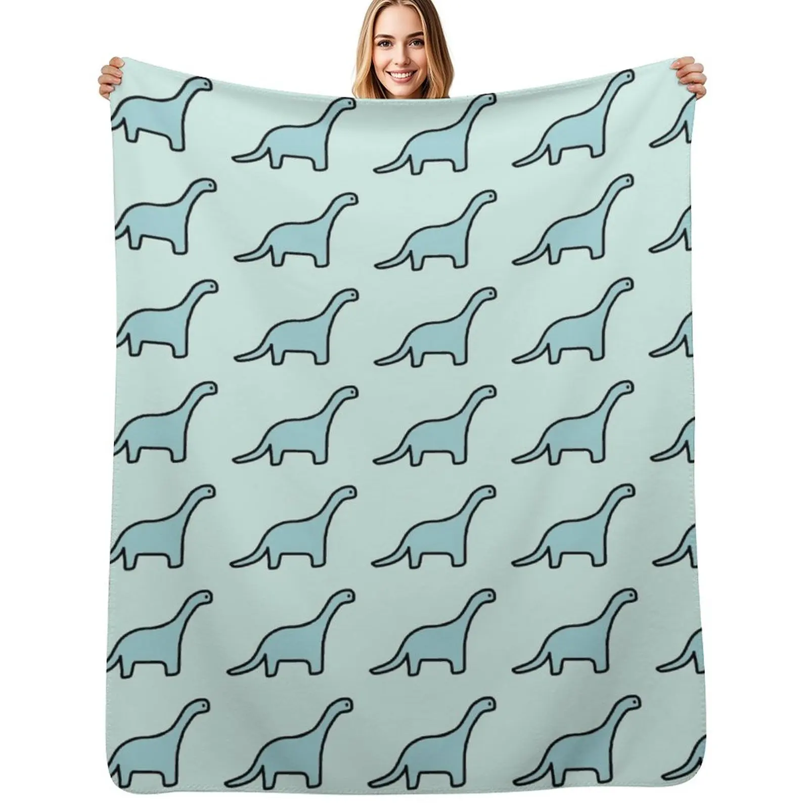 

Brontosaurus Apatosaurus Brachiosaurus Blue Dinosaur Throw Blanket warm winter Bed linens Baby Furry Blankets