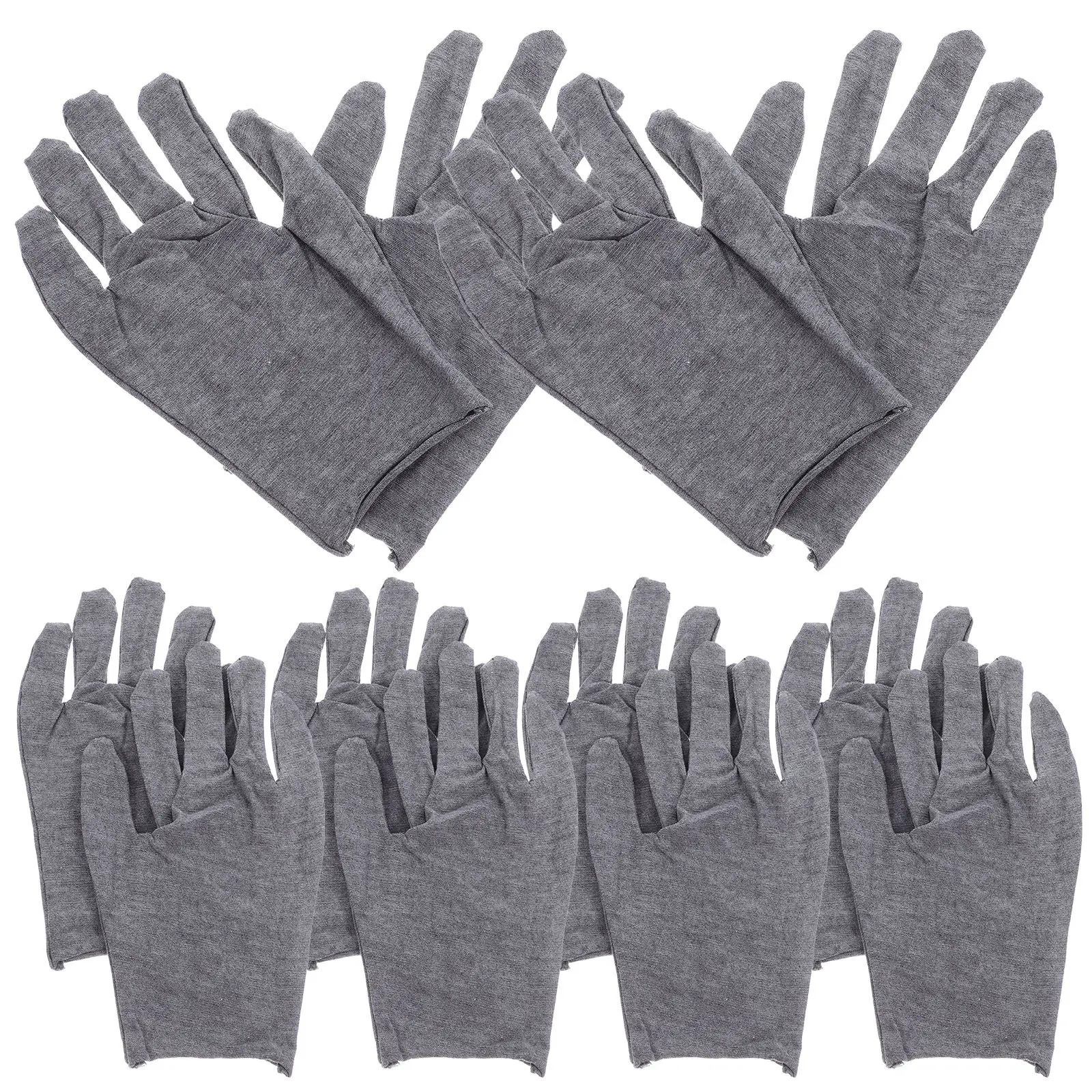 

12Pcs Grey Cotton Work Gloves Non Slip Grip Gloves for Traffic Control Ceremonies Labor Protection Comfortable Breathable