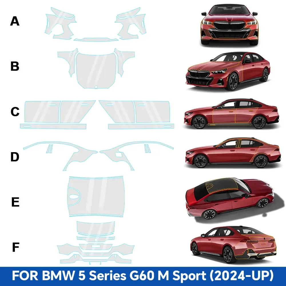 PFCC  for BMW G60 5 Series M Sport 2024 Car Body Sticker Precut Paint Protection Film Anti-Scratch TPU Clear Bra PPF Accessories