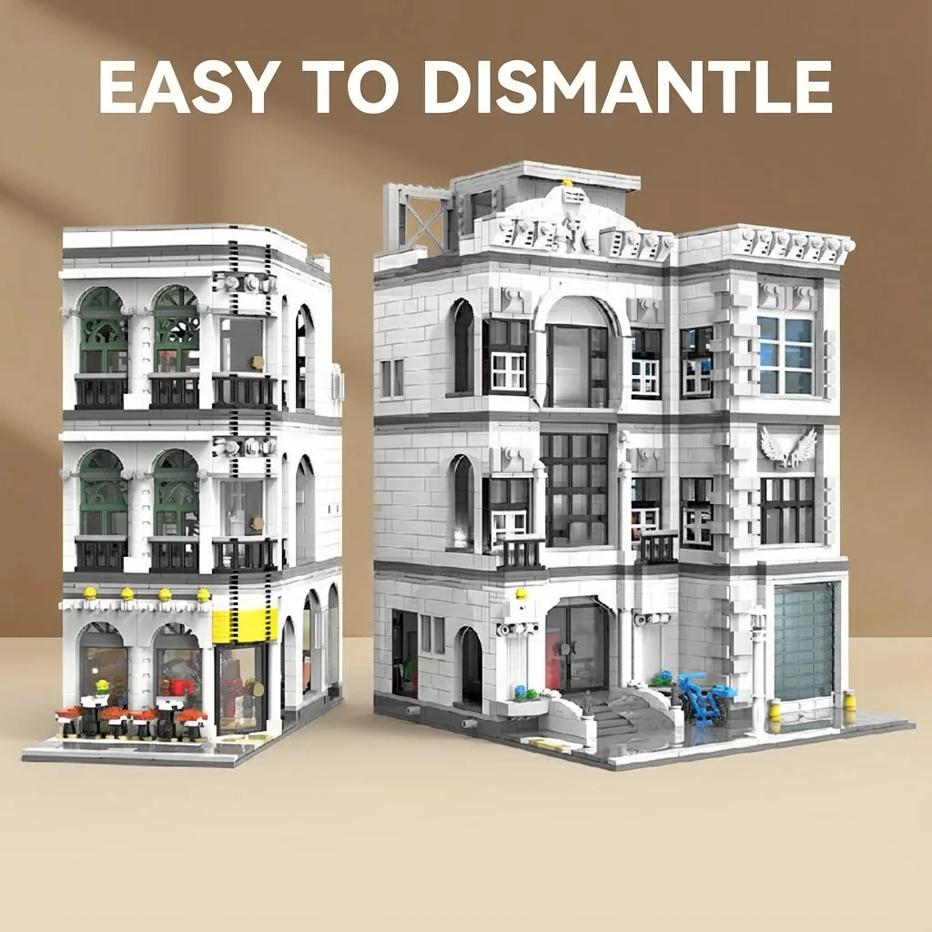 4958PCS 병원 주택 건물 세트, 17개의 피규어 포함 도시 건축 모듈형 빌딩 블록 조립 모델 키트, 성인용 선물