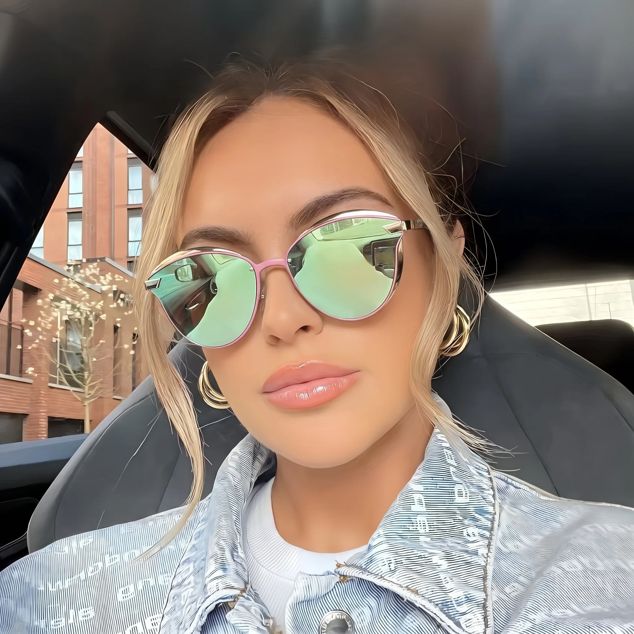 1 Pair of New European and American Style Women's Fashionable Classic Large-Frame Cat-Eye Street Style Luxury Sunglasses, Wide-Rim Design, Suitable for Various Activities, Full-Frame Glasses Style, Everyday Casual Sunglasses