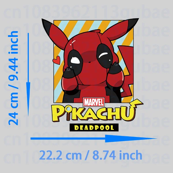 Funny cosplay Pikachu Marvel Heroes Patches for clothes thermo-stickers for children DIY Sewing Flex fusible transfer