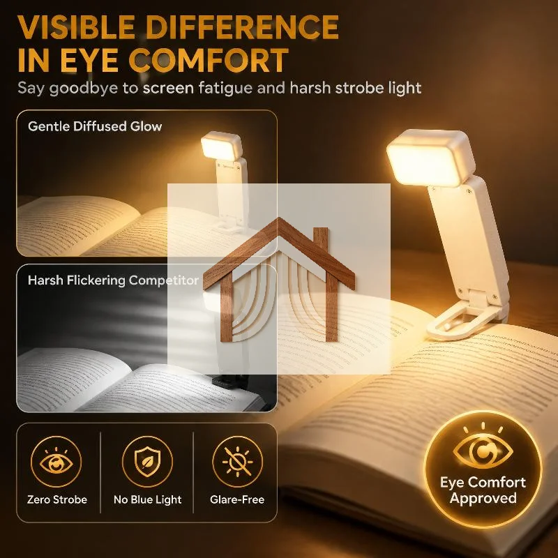 LED Clip On Reading Book Light Battery Powered 3 Color Temperature Dimmable Eye Care Lamp for Students Kids