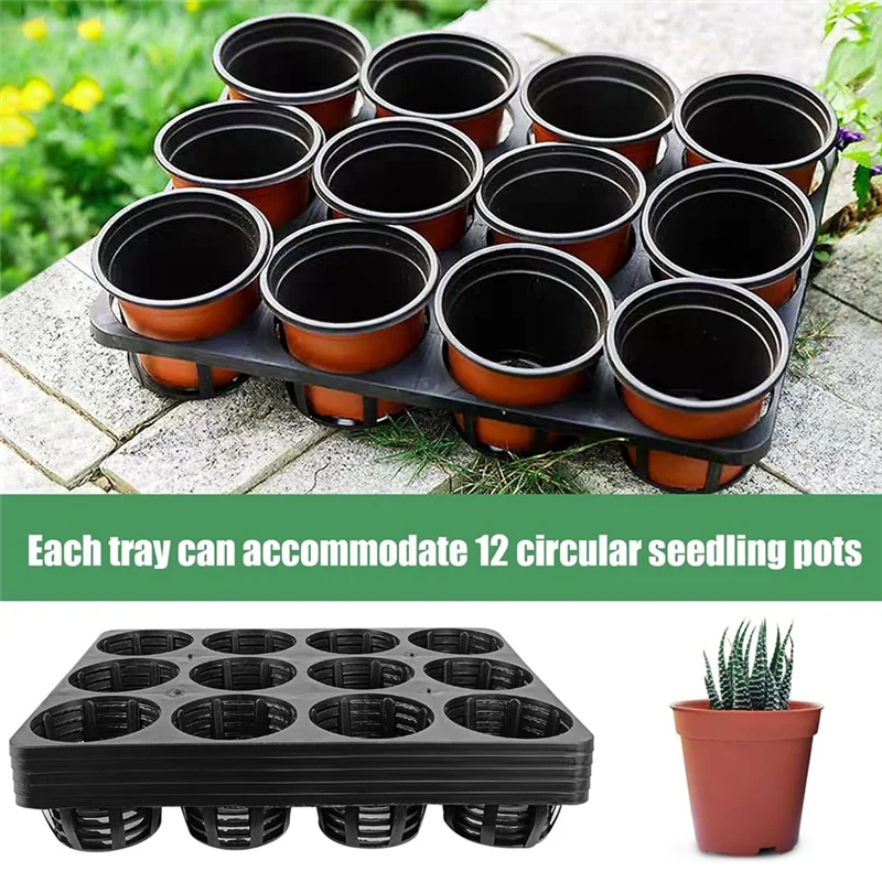 

LLCS-12 Cell Round Nursery Pots Trays,5 Pack Seed Nursery Pots Moving Trays,Seedling Pots Nursery Carrying Trays Moving Tray