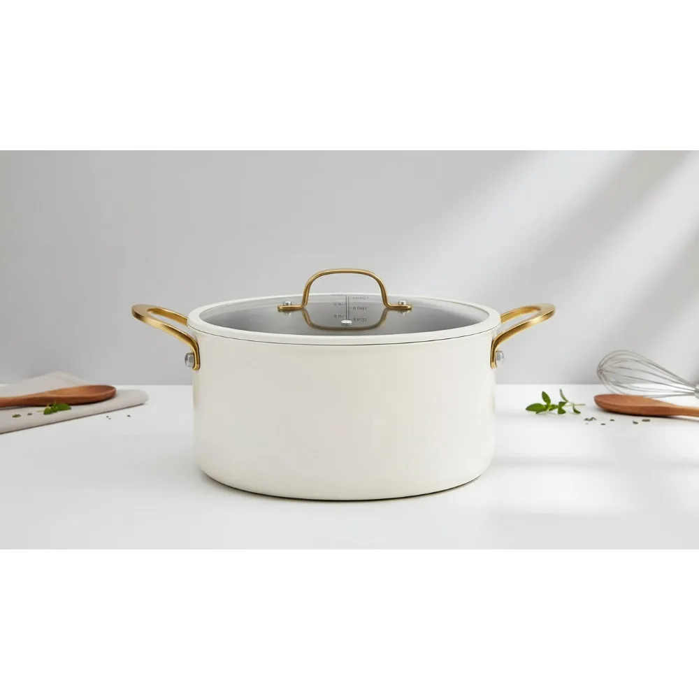 

10 Quart Stainless Steel Stock Pot with Glass Lid, Induction Compatible Soup Pot for Pasta & Stews - Family & Camping Use