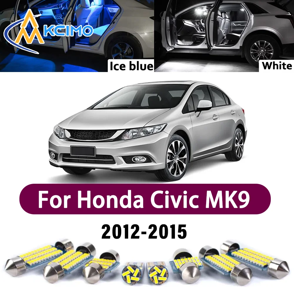 

Error Free LED Interior Light Kit for Honda Civic MK9 IX 9th Gen 2012-2015 Premium Bright Dome Trunk Mirror Reading Lamps Canbus