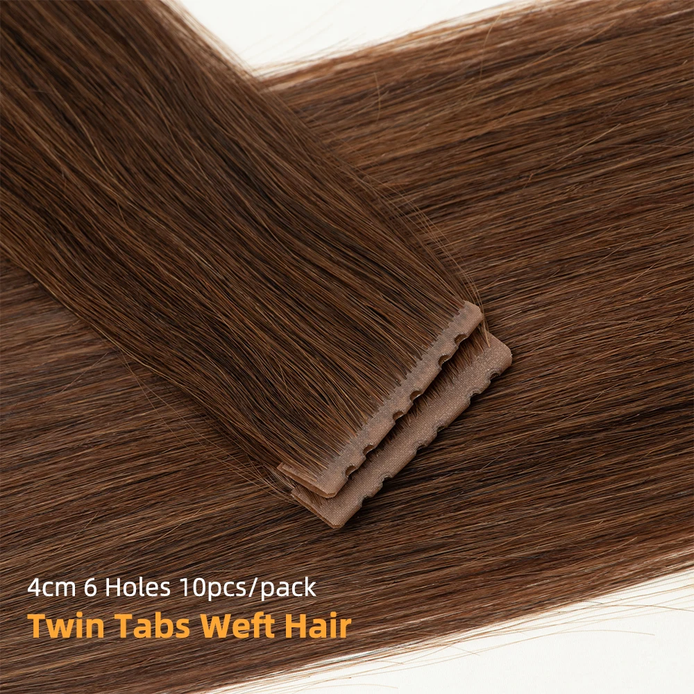 PU Skin Weft Hair Extensions Double Inject Twin Tabs Human Hair 12