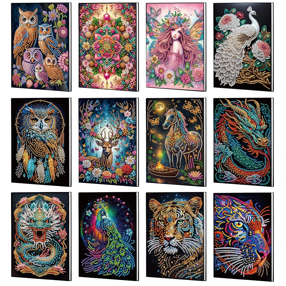 特別な形の女の子 5D DIY ダイヤモンドアート絵画ノートブックキットダイヤモンド絵画日記ブックラインなしラインストーンアートハンドクラフトキット