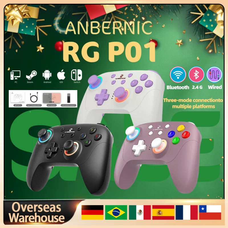 

ANBERNIC RG P01 RGP01 Gamepad Wired Wireless Bluetooth XBOX Game Controller RGB Hall Effect Joystick For PC IOS Android Gifts