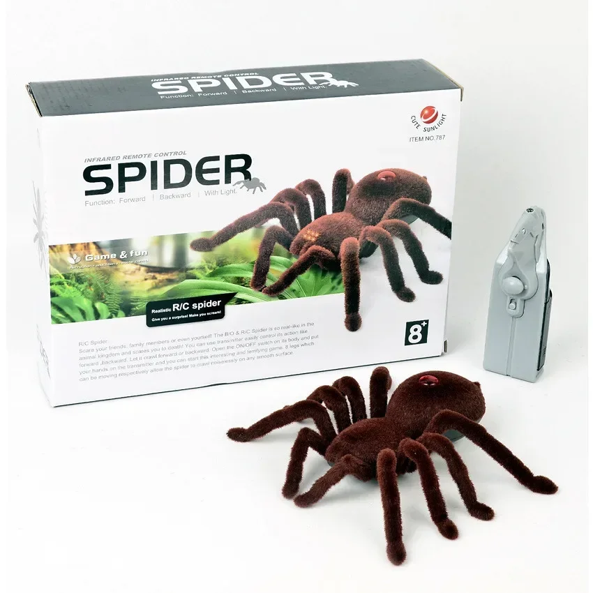 [Funny] Prank trick toy Infrared remote control flash spider animal toy Electronic pets RC simulation luminous tarantula model