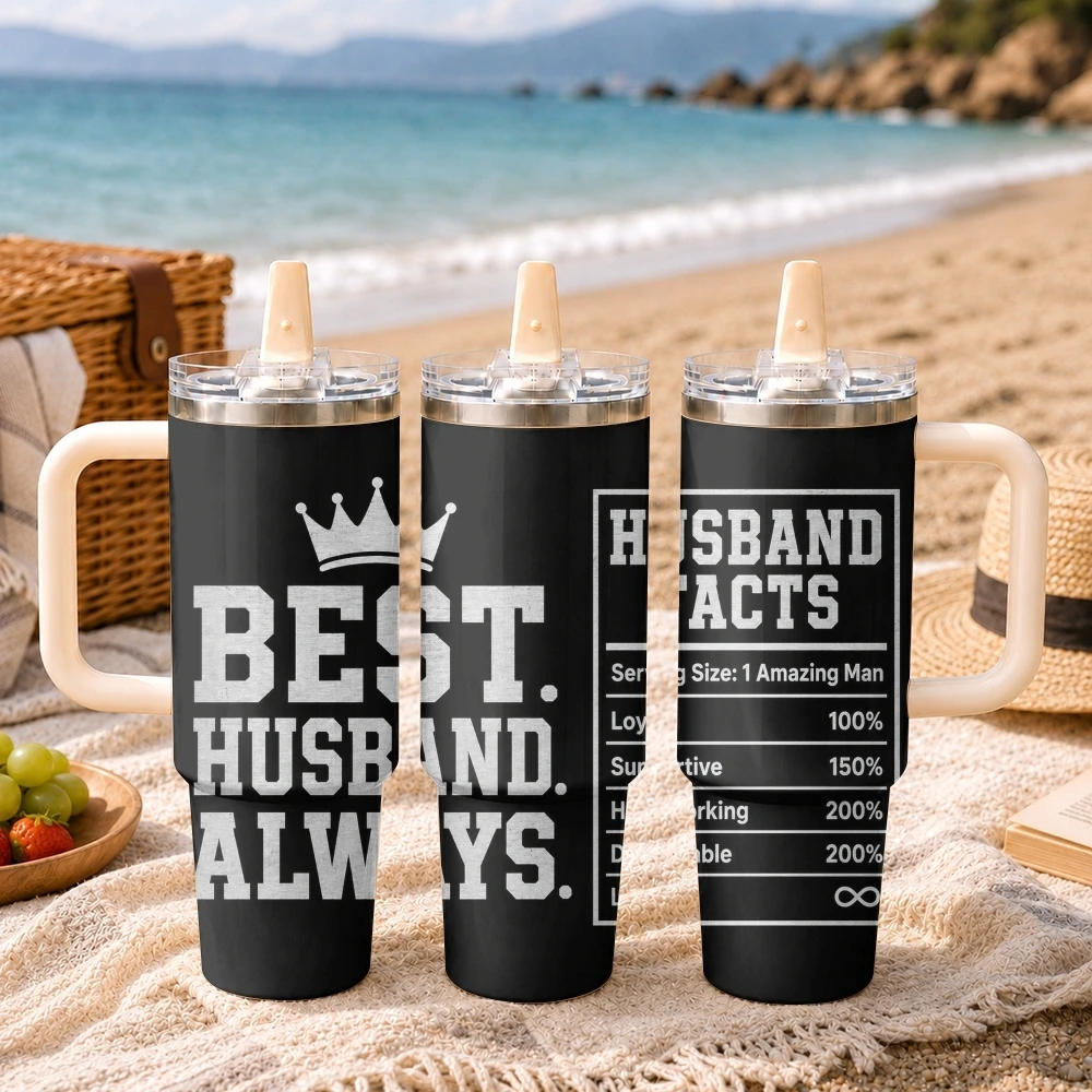 Best Husband Ever Vacuum Flasks 40oz 3rd Gen Vacuum Insulated Stainless Steel Tumbler Cup With Handle Straw Lid For Gifts