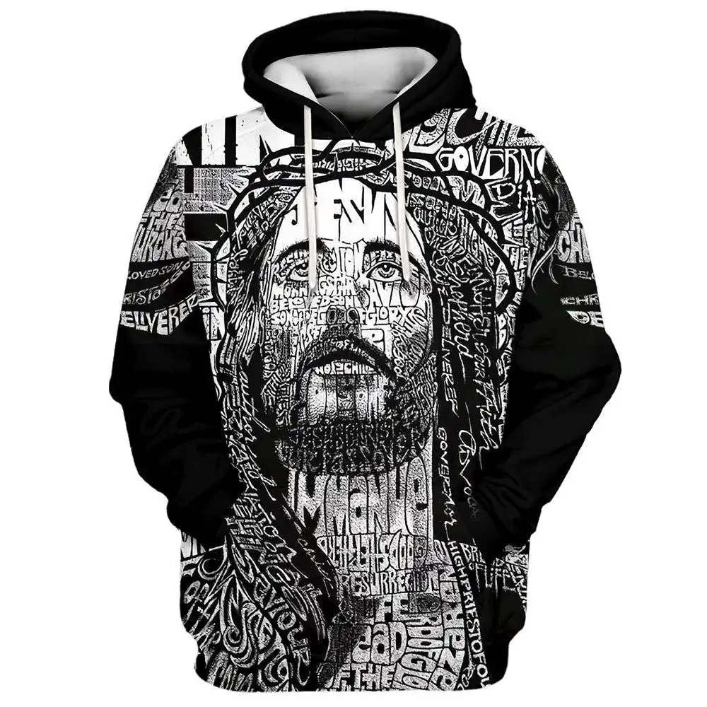 

Autumn Man's Hoodie 3D Printed Christian Jesus Animal Tiger Latin Cross Men Hoodies Retro Sweatshirts God Man Clothing Tops