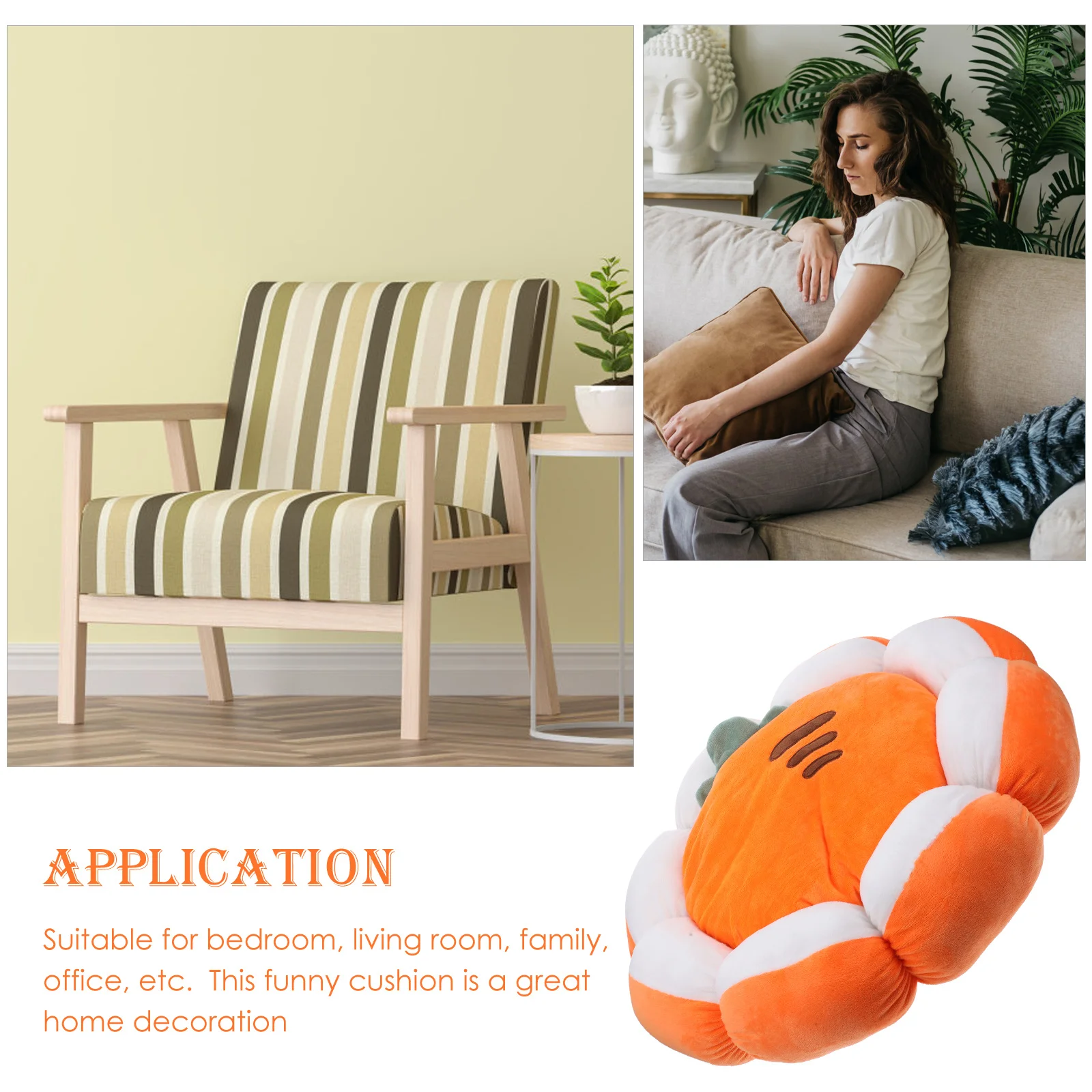 

Flower Carrot Shaped Seat Cushion PP Cotton Thickened Office Chair Pad Decorative Cute Seating Mat Garden