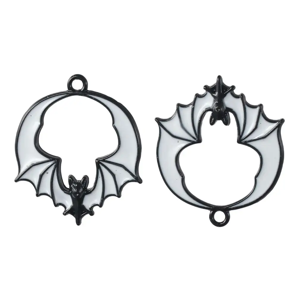 Alloy Enamel Animal Charms Colorful 7 Styles Gothic Style Bat Alloy Pendants 28*24mm Halloween Themed Charms For DIY Craft