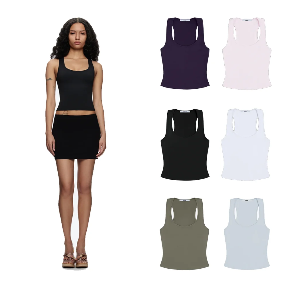 Tank Basic Solid Color U-Neck Vest, Slim Fit, Flattering, Can Be Worn as an Inner Layer or Outerwear, Sleeveless Top, Versatile Simple Style Top, Women's All-Season Inner and Outer Wear Top