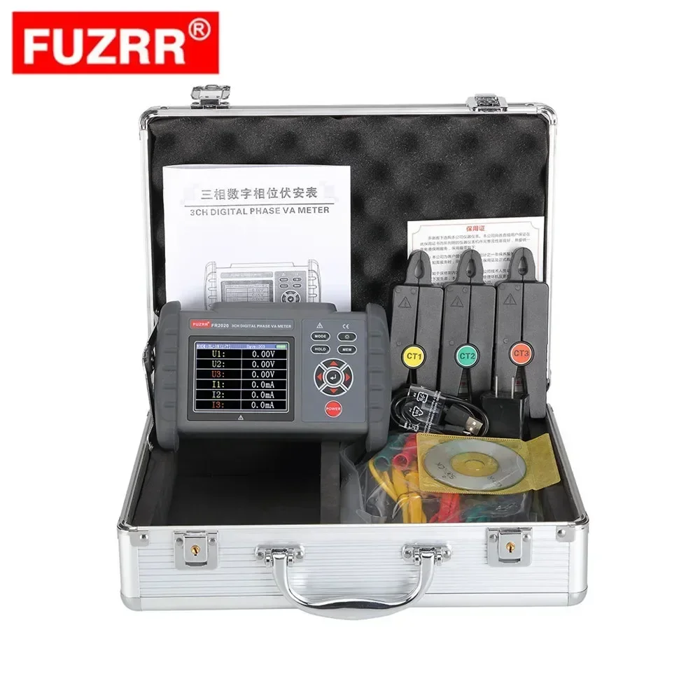 2026 FR2020 3 Three Phase Digital Clamp Phase Meters VA Voltage Ammeter Power Meter W/Phase Sequence Test