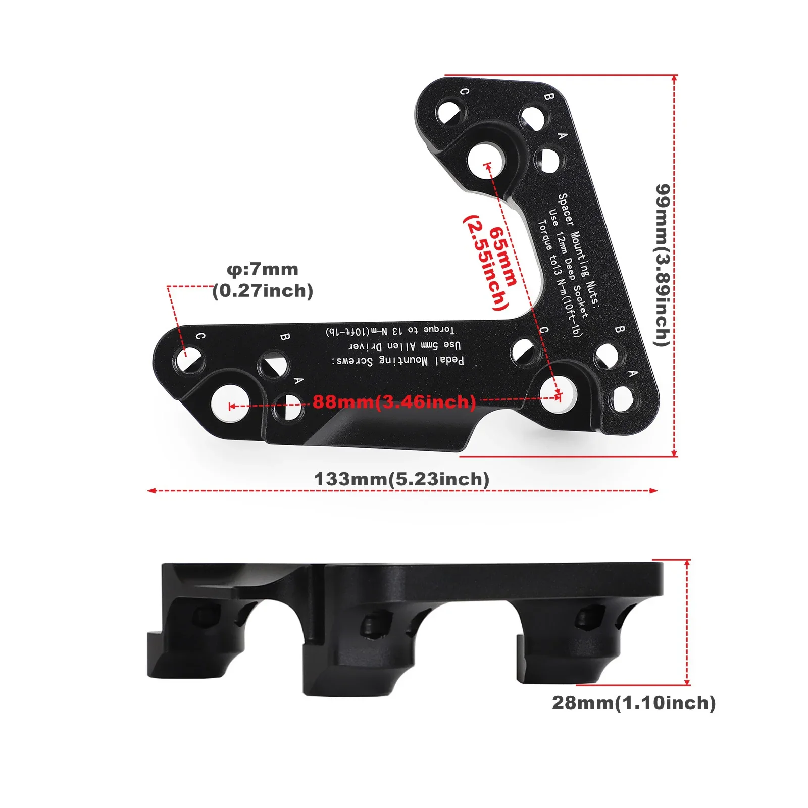 for The 2012+ Honda Civic and 2014+ Honda Fit  For Left-hand drive 6061-T6 Aluminum Black Instruments Throttle Pedal Spacer