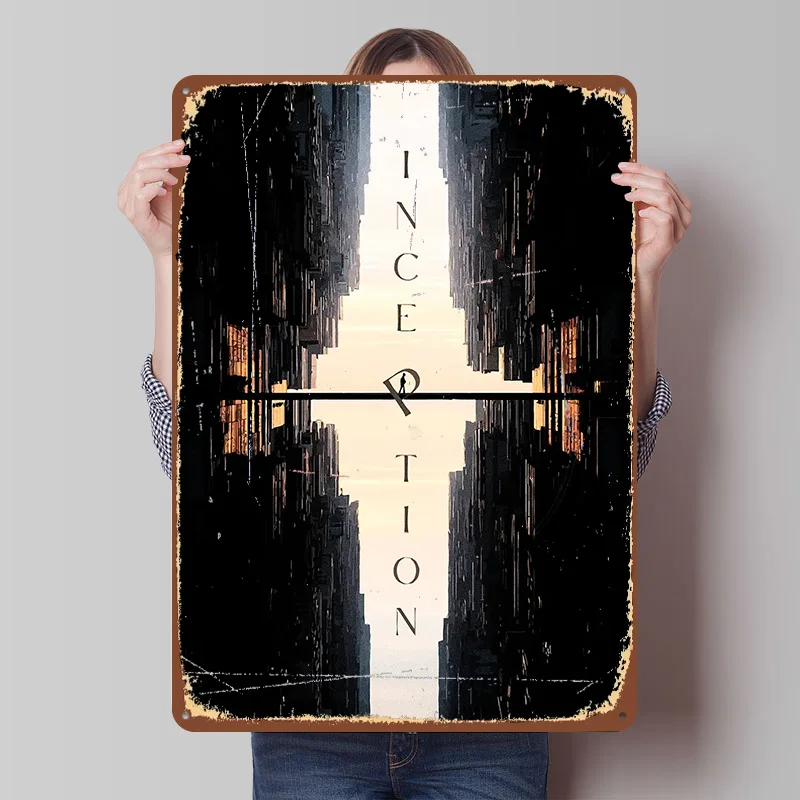 Inception Movie Tinplate Poster Customized Wall Art Vintage Metal Signs Retro Tin Plaque for Decoration Garage Office Decor Room
